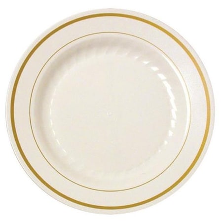 Fineline Settings Fineline Settings 507-BO Bone & Gold Round Salad Plate 507-BO